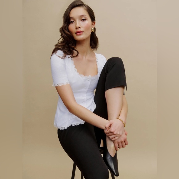 Reformation Anabella linen top in White Size 14 - Picture 4 of 7